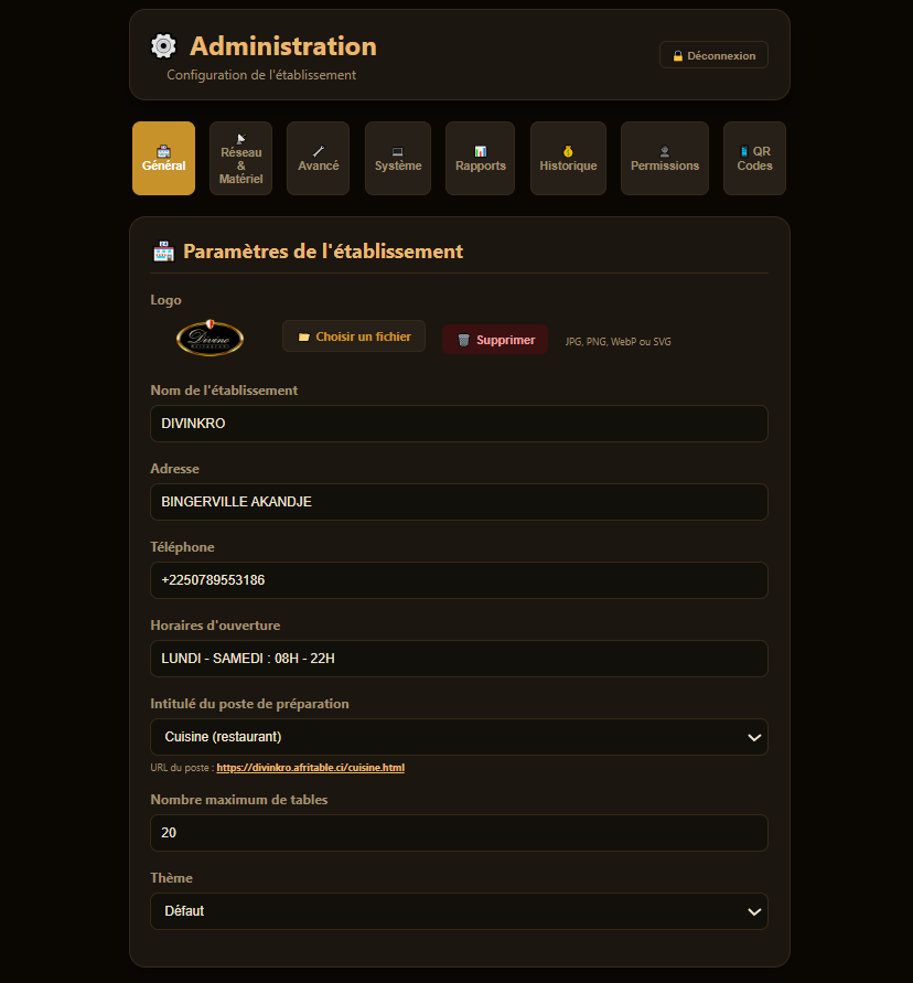 Interface administration