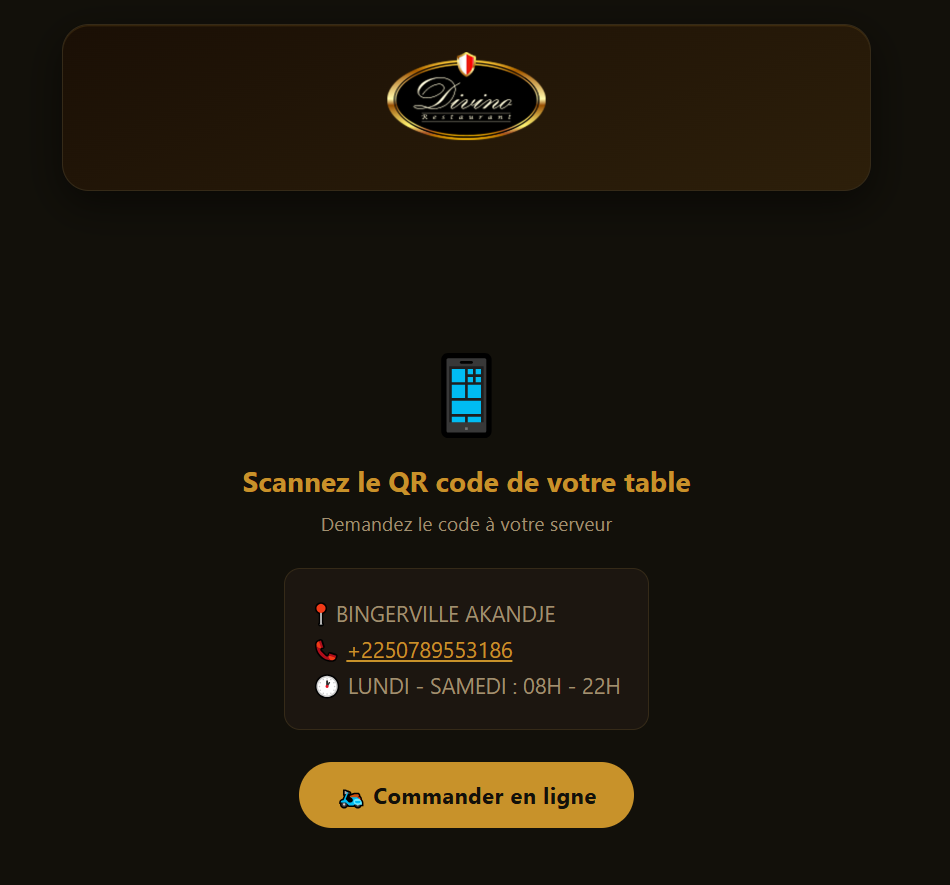 Menu client via QR code